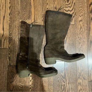 {Almont Made in Hungary} Suede Shearling Tall Boots, 8